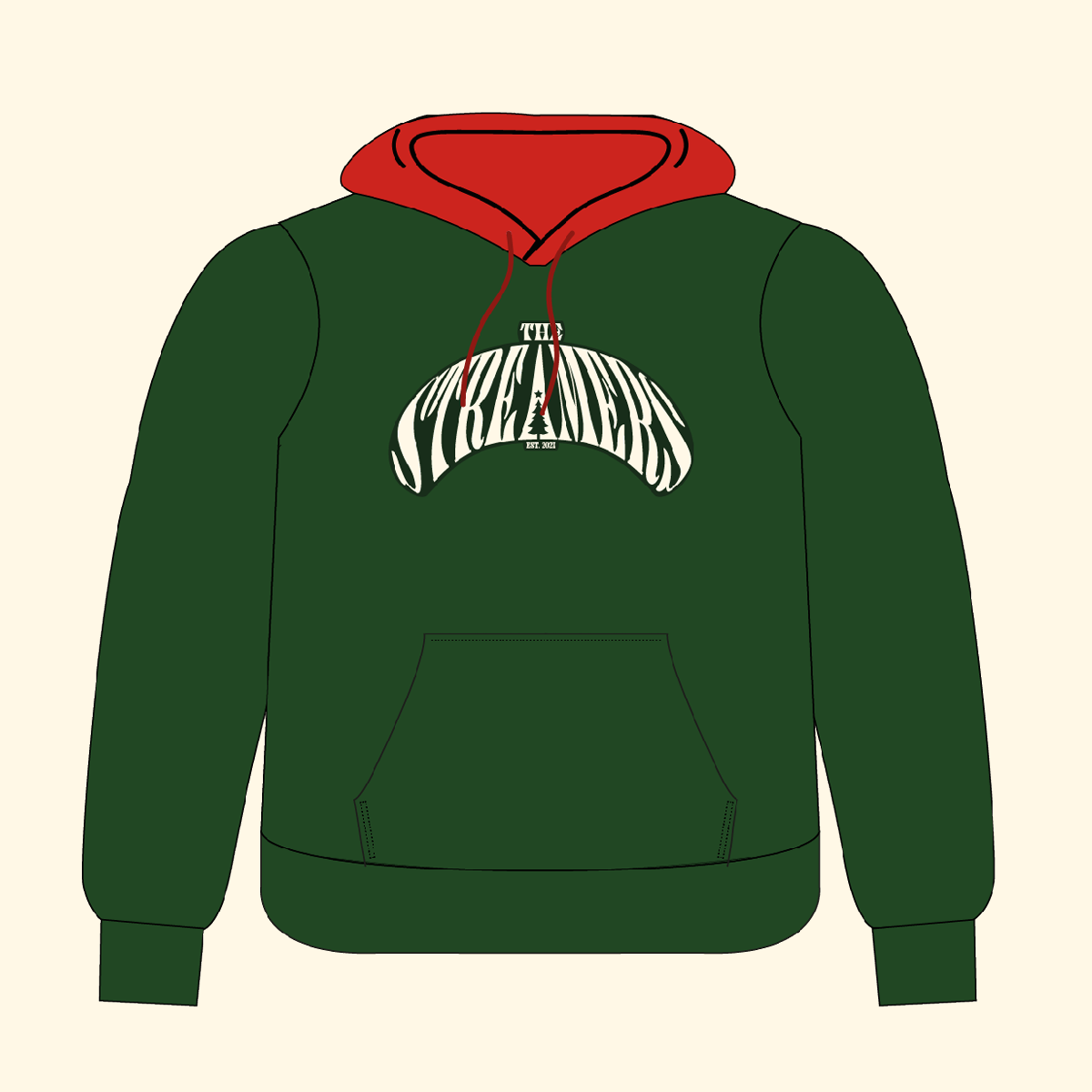 COLORBLOCK HOODIE CHRISTMAS GREEN/ RED