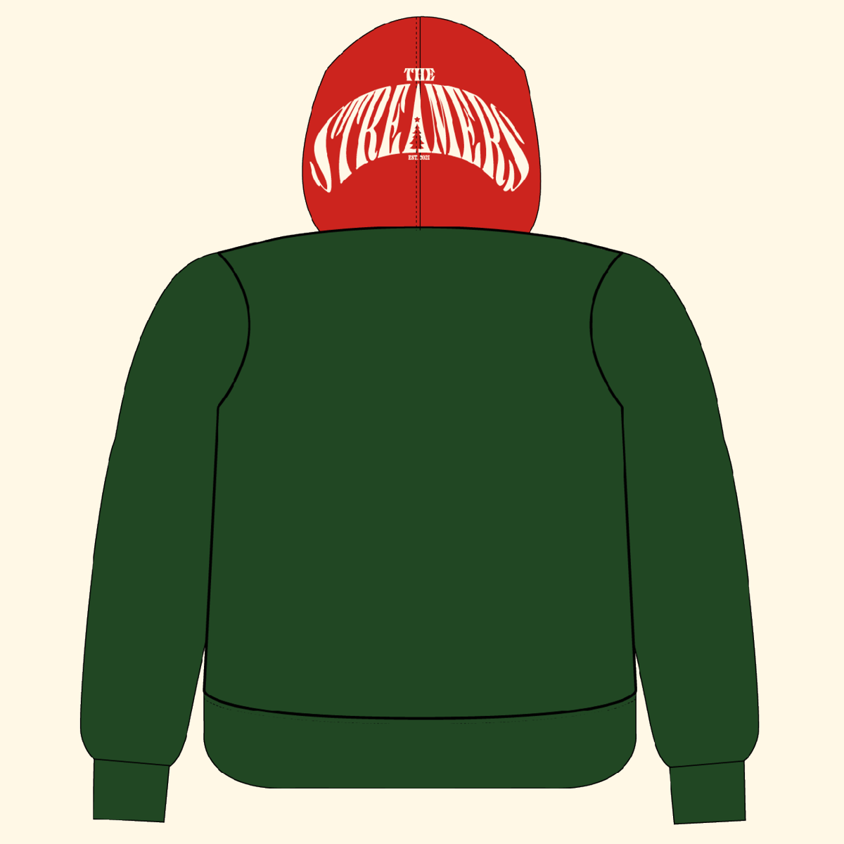 COLORBLOCK HOODIE CHRISTMAS GREEN/ RED