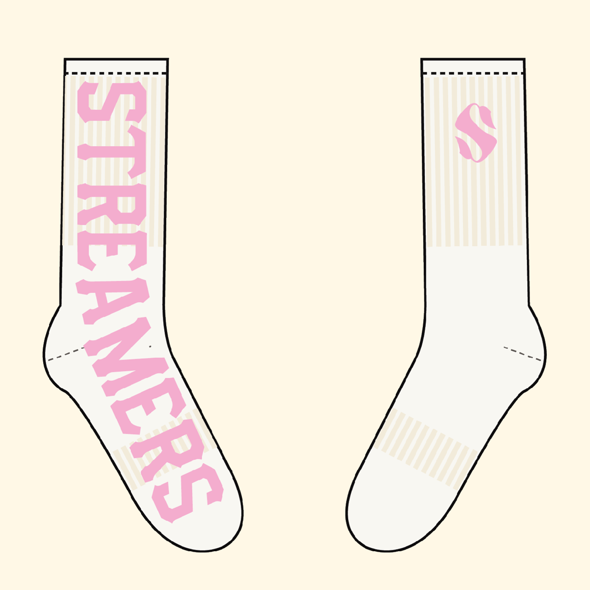 BIG LOGO SOCK CREAM WHITE/ PINK