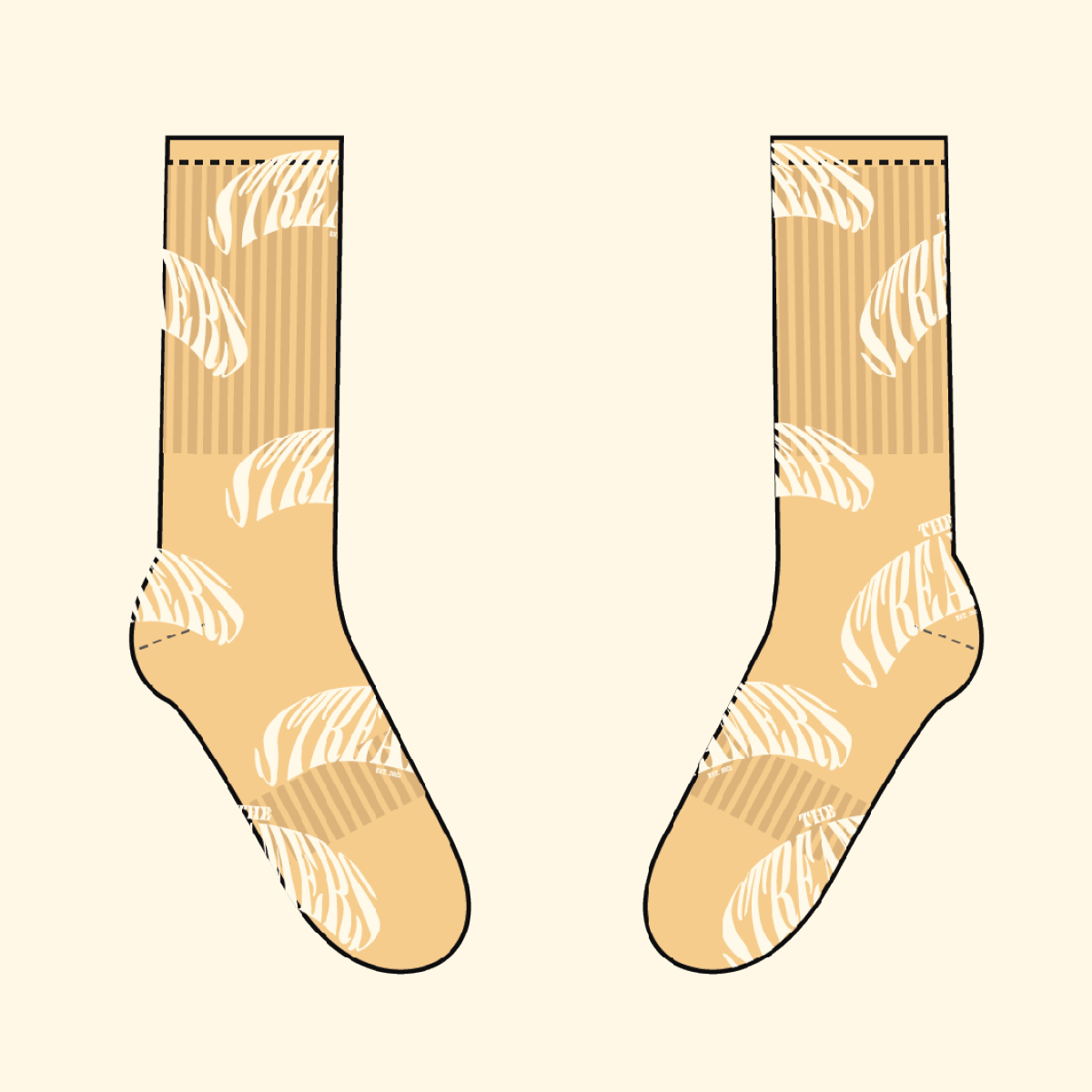 STREAMERS ALLOVER PRINT SOCK YELLOW