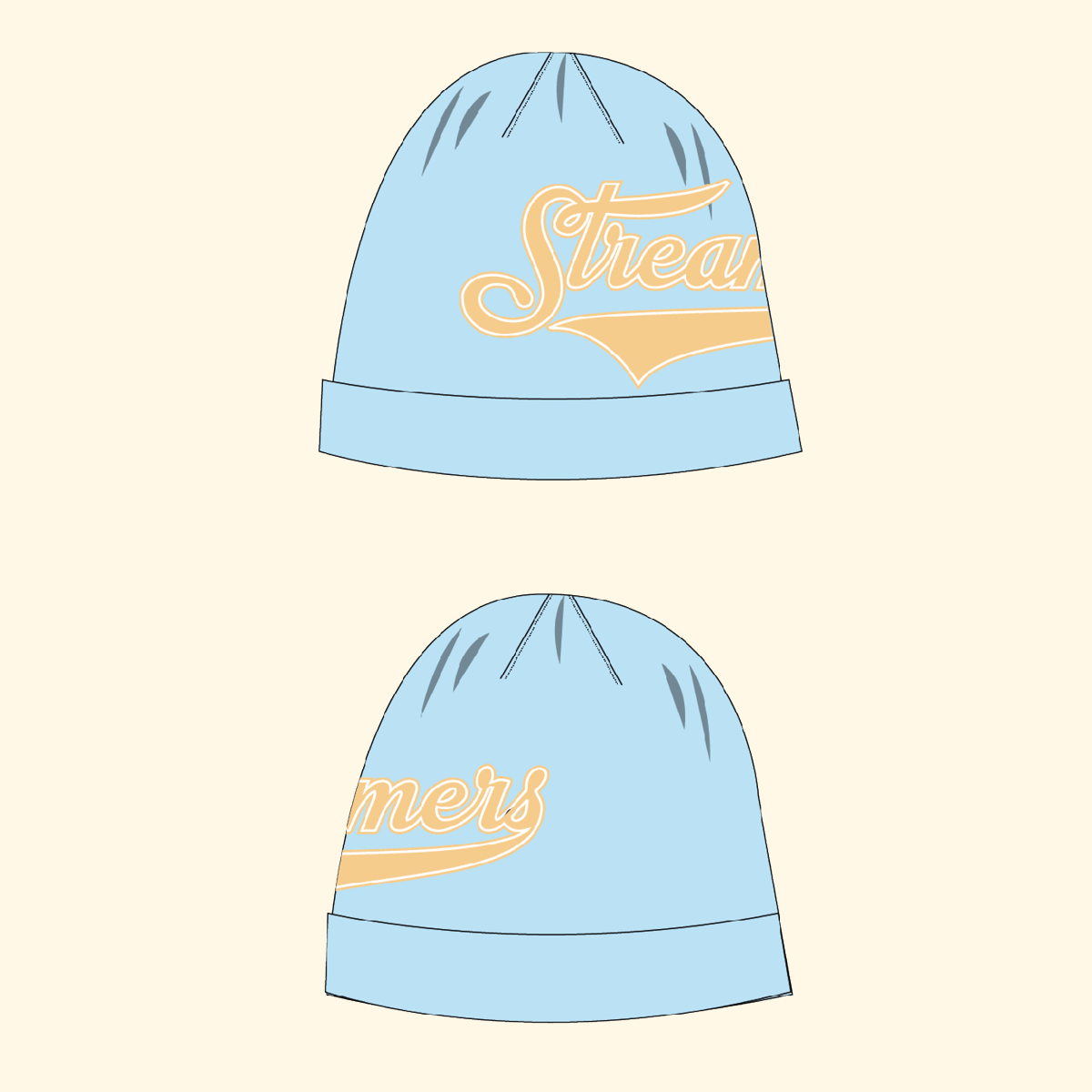 STREAMERS BEANIE LIGHT BLUE/ YELLOW