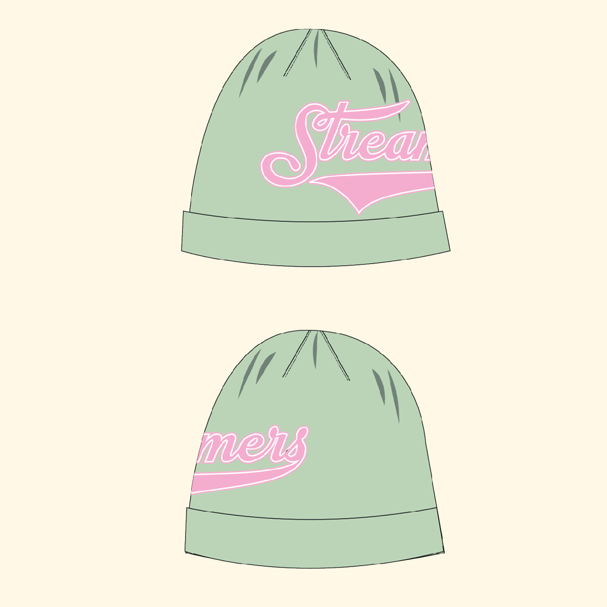 STREAMERS BEANIE GREEN/ PINK